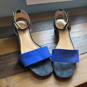 Clarks Block Heel Blue Suede Sandals